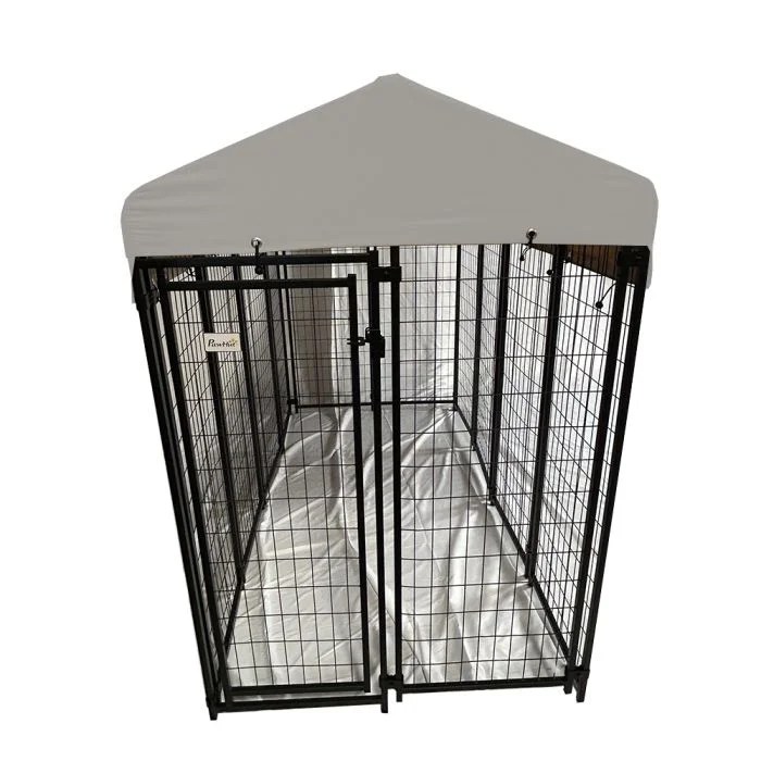 Garden Winds Custom Fit Replacement Canopy Top Cover Compatible with The PawHut USD02-0120131 8' x 4' x 6' Pet Dog Kennel Playpen - Upgraded Performance RipLock 350 Fabric - Slate Gray - Image 5