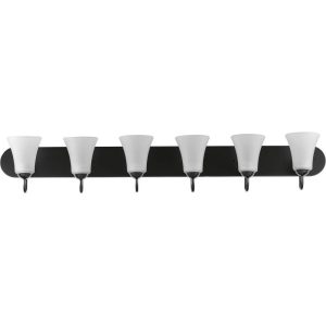 Progress Lighting Classic 6-Light Bath Wall Light,  Brushed Nickel,  Etched Glass Shades