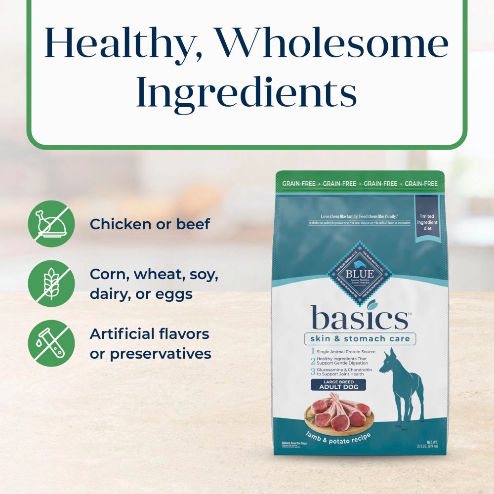 Blue Buffalo Basics Large Breed Dry Dog Food, Lamb & Potato Chicken Free, 22lb Bag - Image 9