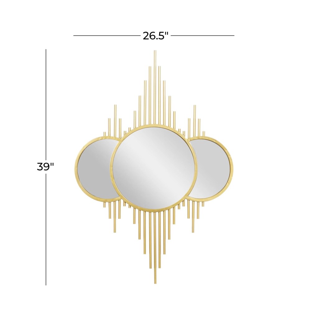 CosmoLiving by Cosmopolitan 3 Overlapping Round Gold Metal, Glamorous and Contemporary Wall Mirror, 27"W x 39"H - Image 7