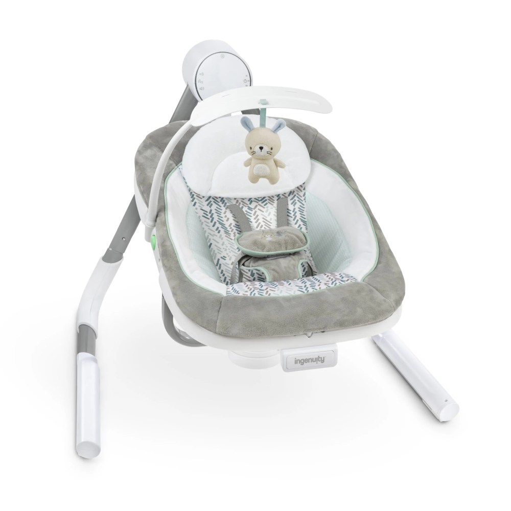 Ingenuity Anyway Sway Vibrating Portable Infant Baby Swing Spruce, Blue