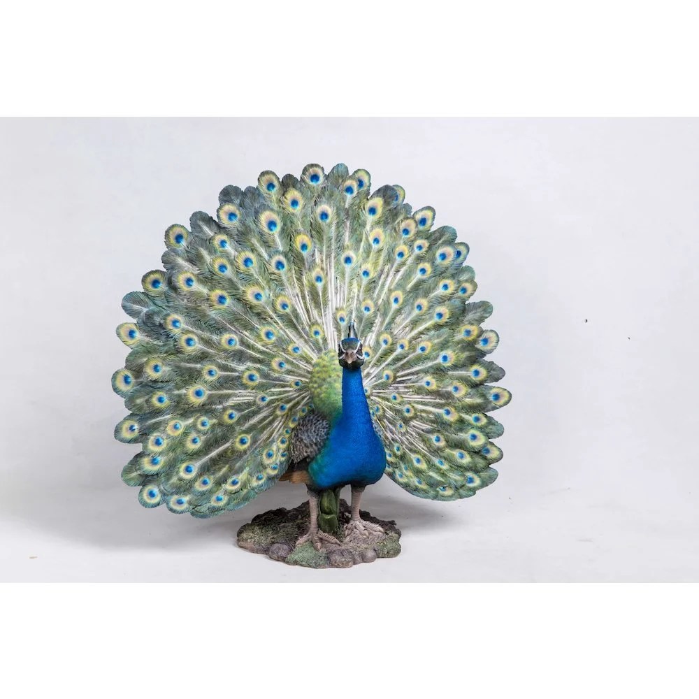 Hi-Line Gift Resin Animals Peacock Sculpture, Green - Image 4