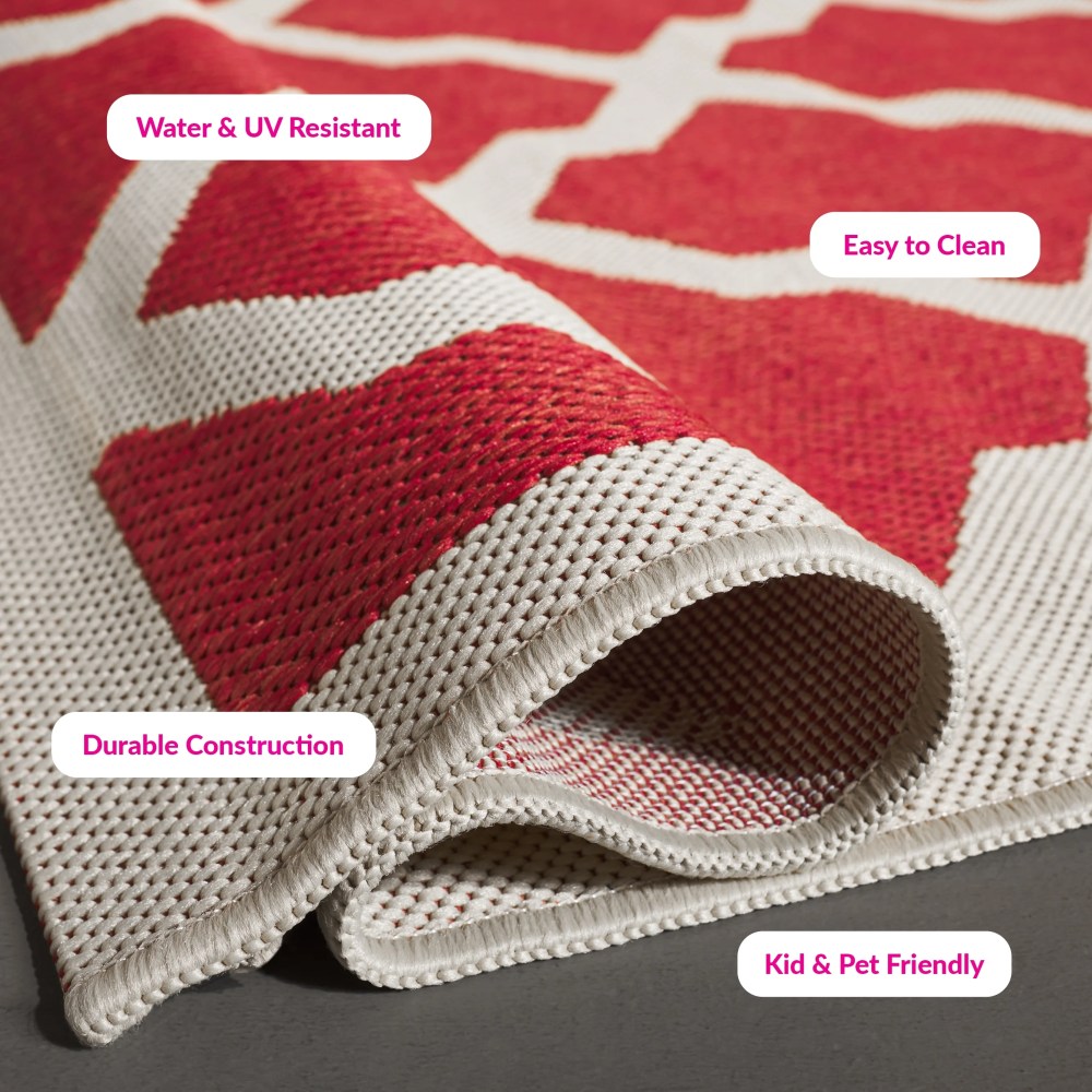 Safavieh Courtyard Amber Geometric Indoor/Outdoor Area Rug, Red/Bone, 6'7" x 9'6" - Image 2