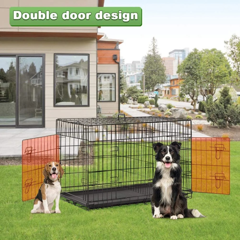 BestPet XL Dog Crate: 48" Folding, Metal Wire, Divider, Dual Door, Plastic Tray - Perfect for Travel & Camping - Image 6