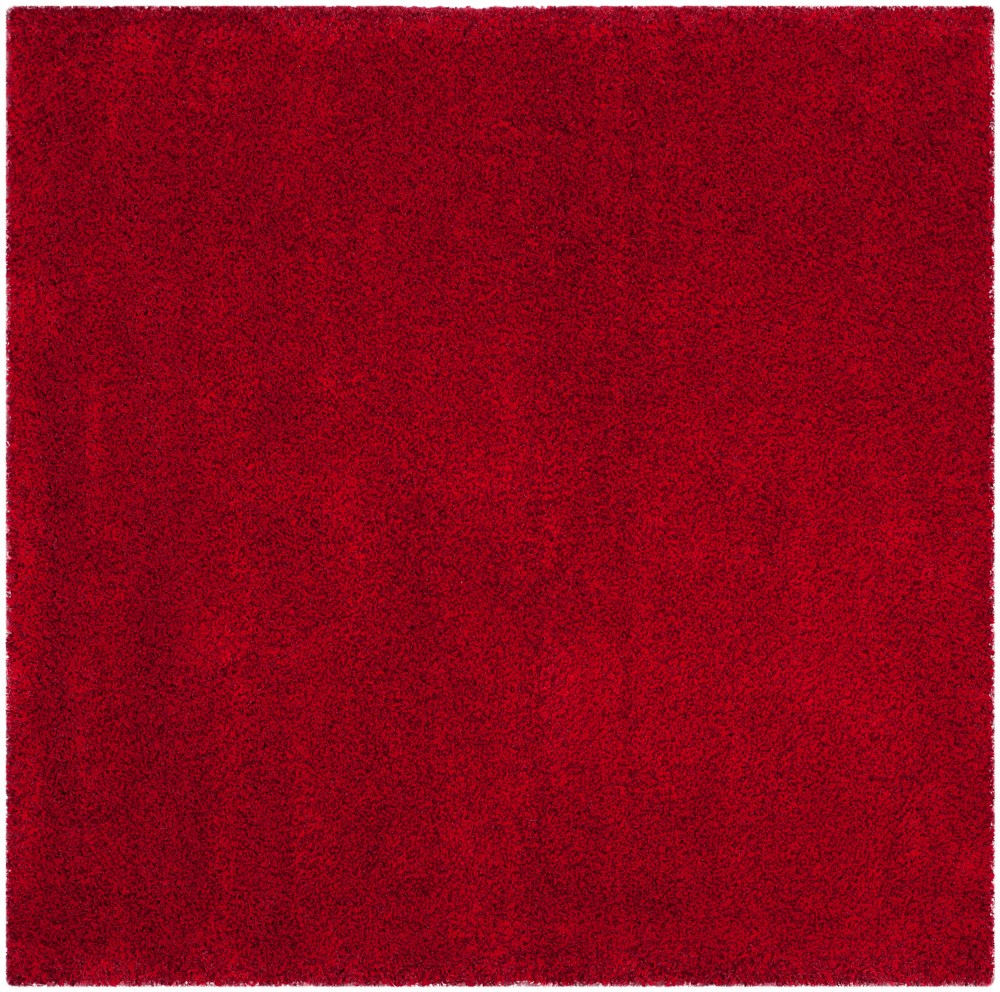 SAFAVIEH Santa Monica Chelsey Solid Shag Area Rug, Red, 6'7" x 6'7" Square