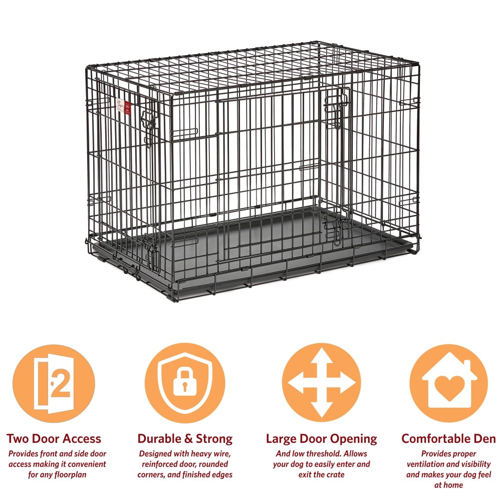 MidWest Homes for Pets 36-Inch LifeStages Crate for Medium-Large Breeds, 41-70 lbs, Double Door Folding Dog Crate with Divider Panel, Leak-Proof Tray & Secure Latch, Heavy-Duty & Easy to Assemble - Image 4