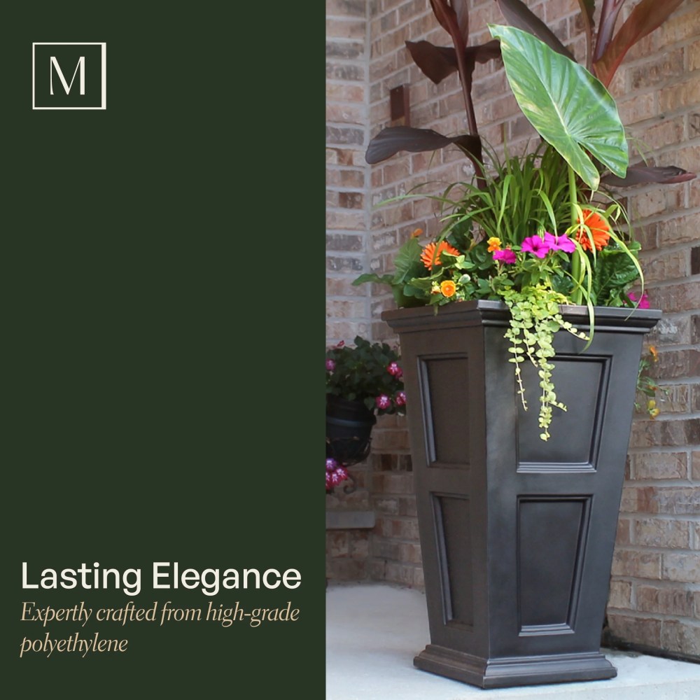 Mayne Fairfield 22" x 22" x 40" Square Tall Black Plastic Planter - Image 5