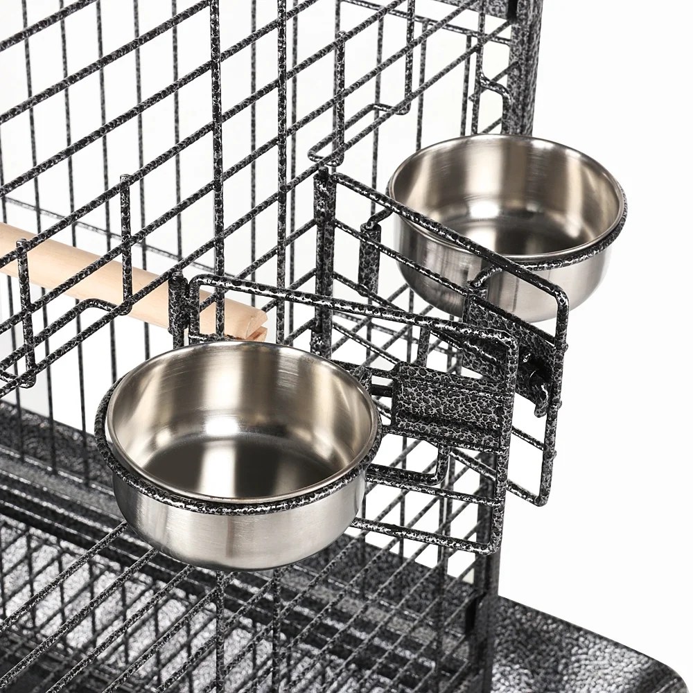 Alden Design 63" Large Parrot Cage with Open Playtop Metal Rolling Bird Cage for African Grey Parakeets, Cockatiels, Black - Image 5