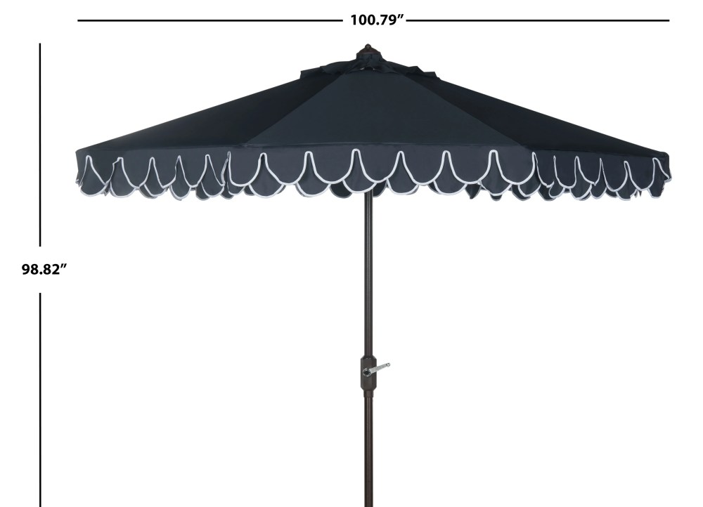 SAFAVIEH Outdoor Collection Elegant Valance 9-Foot Tilt Umbrella Navy / White - Image 6
