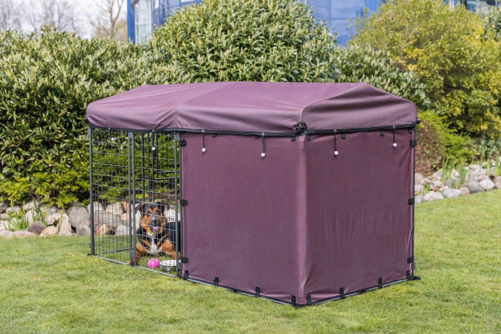 TRIXIE Deluxe Weatherproof Dog Kennel Sunshade, Fits 8x4x4.5-FT Kennel, Burgundy, ( Side Panel Not Included ) - Image 4
