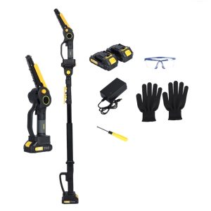 ZNNT 2-in-1 Cordless Pole Saw,6 Inch Brushless Pole Chainsaws Mini Handheld Chainsaw with 2x 2.0Ah Batteries,Lightweight,Extension Pole Saws for Tree Trimming