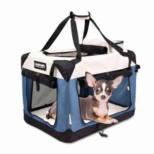 GOOPAWS Soft Pet Crates Kennel 24", 27", 30" & 36", 3 Door Soft Sided Folding Travel Pet Carrier