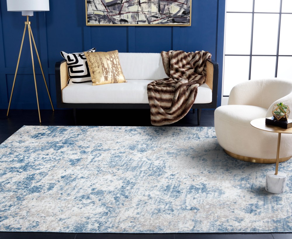 SAFAVIEH Amelia Alastar Abstract Distressed Area Rug, Gray/Blue, 5'3" x 7'6" - Image 11