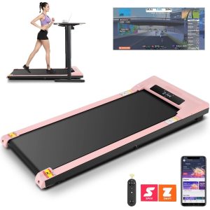 Walking Pad 2.5HP Brushless Motor 300lbs Weight Capacity, Portable Under Desk Treadmill with App Remote Control, Low-Noise Desk Treadmill in LED Display, Installation-Free