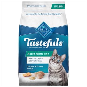 Blue Buffalo Tastefuls Dry Cat Food,  Multi-Cat,  Chicken and Turkey,  15-lb. Bag