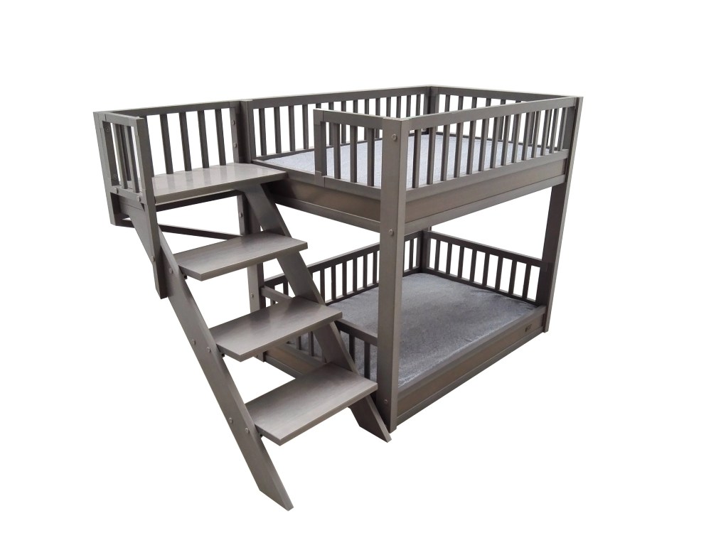 New Age Pet ECOFLEX Aspen Dog Bunk Bed in Grey, Two Memory Foam Cushions - Image 4