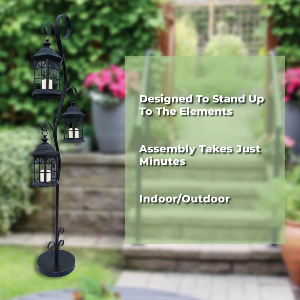 71 Inch Three Tier Steel Lantern Stand/Hanger - Backyard Expressions - Image 4