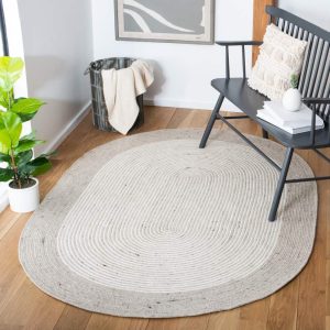 SAFAVIEH Braided Lars Geometric Reversible Area Rug, Beige/Ivory, 4" x 6" Oval