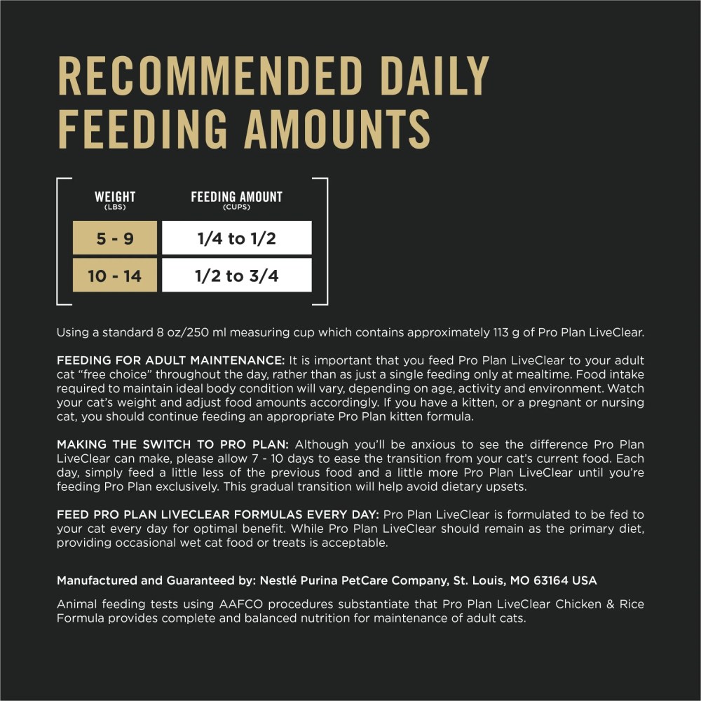 Purina Pro Plan LiveClear Cat Allergen Reducing Adult Dry Cat Food With Chicken and Rice - Image 5