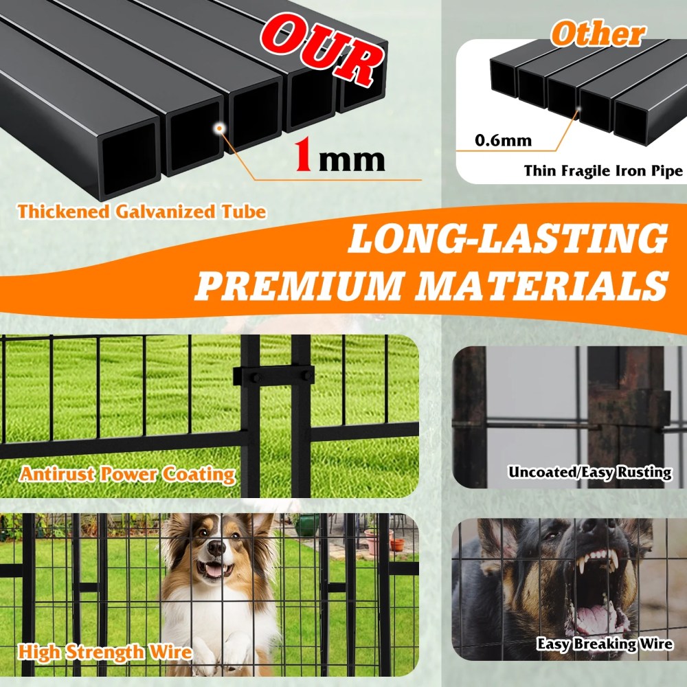 Magic Union 8x4x6 FT Outdoor Dog Kennel with Roof Cover, Heavy Duty Dog House Outside with Lockable Door, Indoor Dog Playpen Outdoor Dog Cage Pen Pet Fence with 2 Rotating Feeding Bowls for Large Do - Image 3