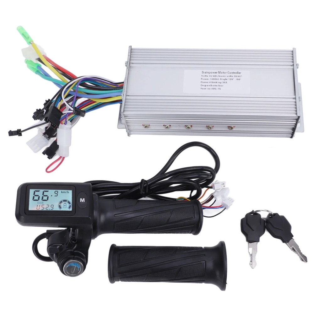 1000W 36V 48V Brushless Speed Motor Controller LCD Display Throttle with Lock for Electric Bike Scooter