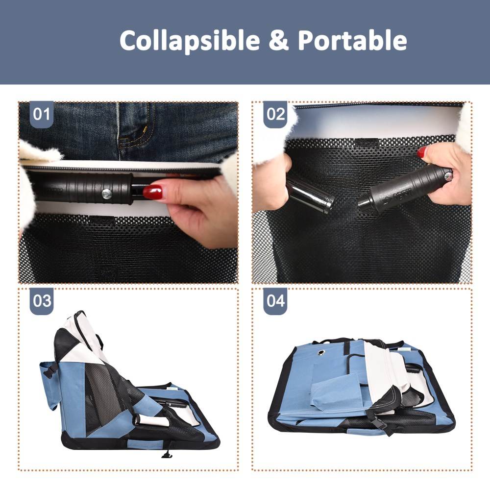 GOOPAWS Soft Pet Crates Kennel 24", 27", 30" & 36", 3 Door Soft Sided Folding Travel Pet Carrier - Image 6