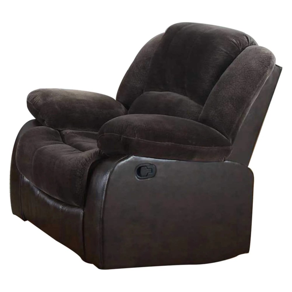 Nathaniel Home Champion Manual Single Reclining Sofa, PU Leather Upholstered Couch, Tufted Recliner, Plush Scoop Seating, for Living Room Home Theater, Beige - Image 3