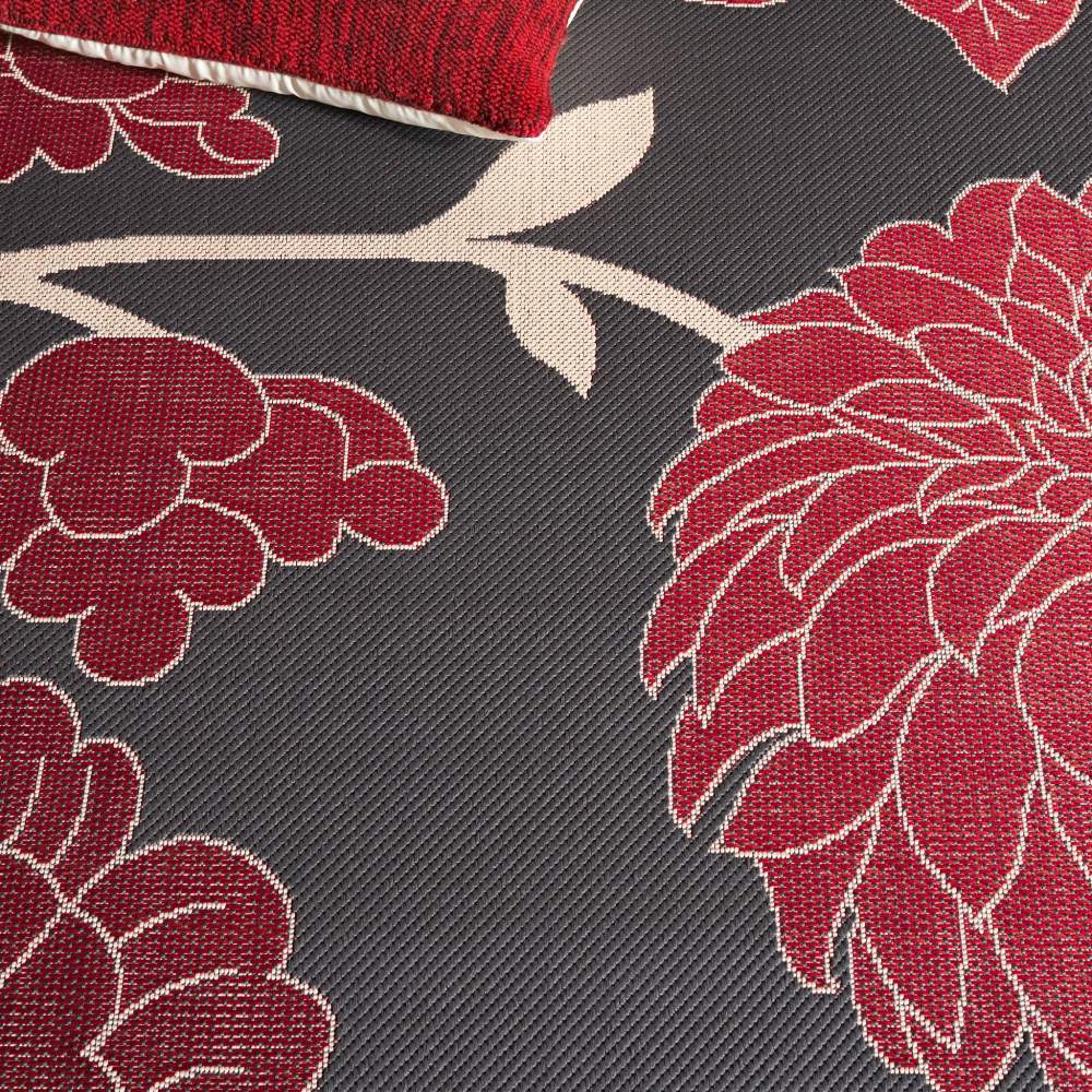Safavieh Courtyard Tyson Floral Indoor/Outdoor Area Rug, Anthracite/Red, 6'7" x 9'6" - Image 8