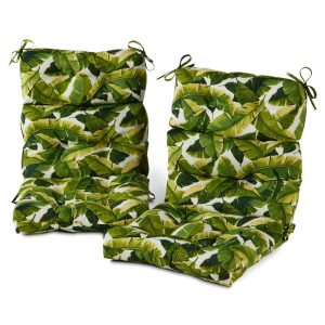 Palm Leaves White 44 x 22 in. Outdoor High Back Chair Cushion (2-Pack) by Greendale Home Fashions