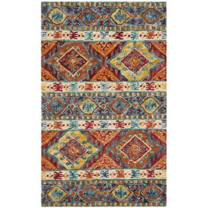 SAFAVIEH Aspen Tessan Southwestern Wool Area Rug, Navy/Ivory, 3" x 5"