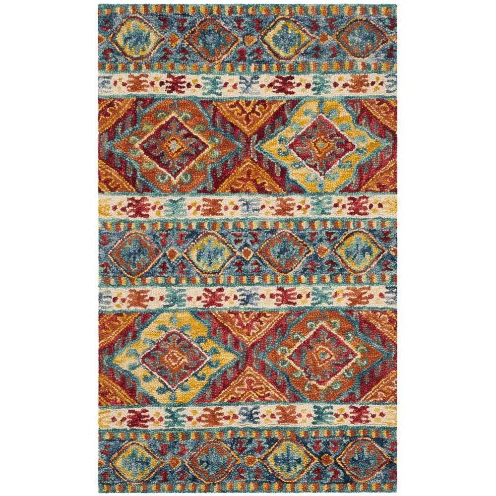 SAFAVIEH Aspen Tessan Southwestern Wool Area Rug, Navy/Ivory, 3" x 5"