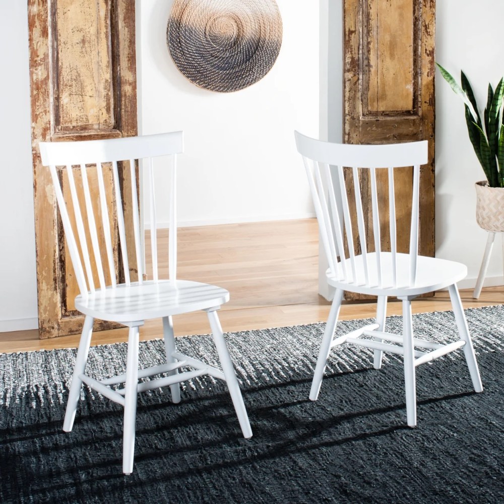 SAFAVIEH Parker 17"H Spindle Dining Chair Set of 2 White - Image 2