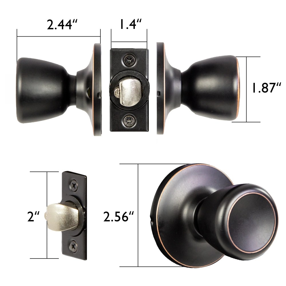 Oil Rubbed Bronze Passage Door Knob for Hall and Closet, Interior, 12-Pack - Image 3