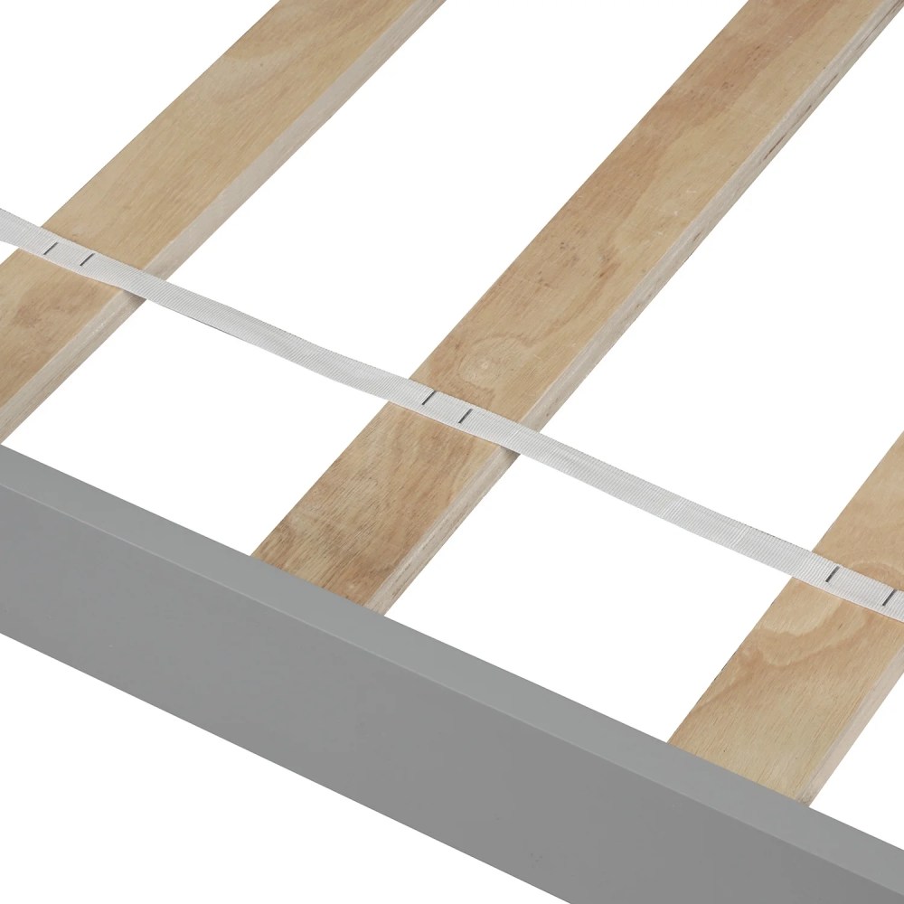 Aukfa Platform Bed, Twin Bed Frame with Headboard, Wooden - Gray - Image 5