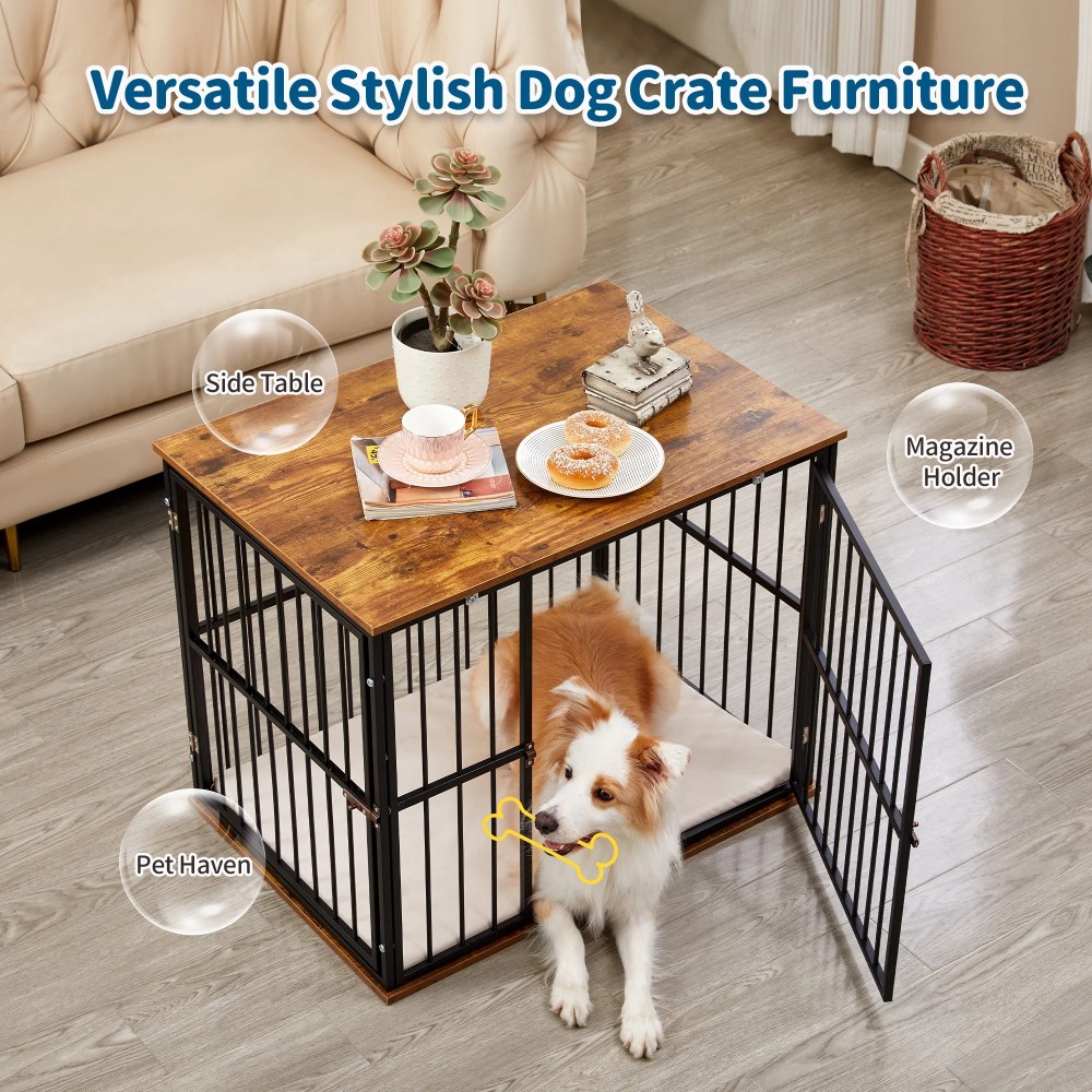 Made4Pets Medium Wooden Dog Crate Furniture with Washable Cushion for Dogs - Image 8
