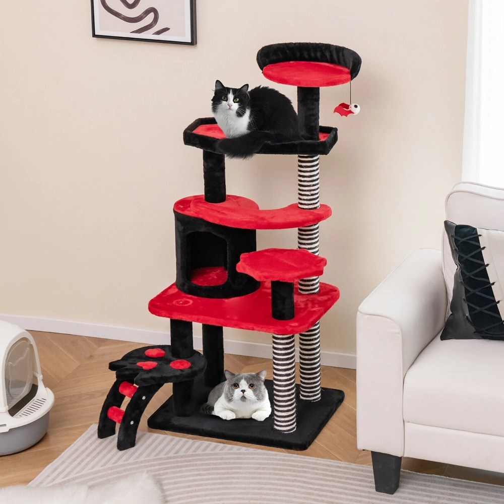 Gymax Gothic Cat Tree 52" Tall Cat Tower w/ Cat Bed Cat Condo Sisal Scratching Post - Image 7
