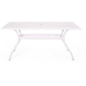 Noble House Phoenix 68" Traditional Aluminum Patio Dining Table in White