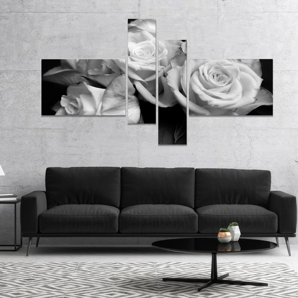 Designart 'Bunch of Roses Black and White ' Floral Art Canvas Print - Image 2