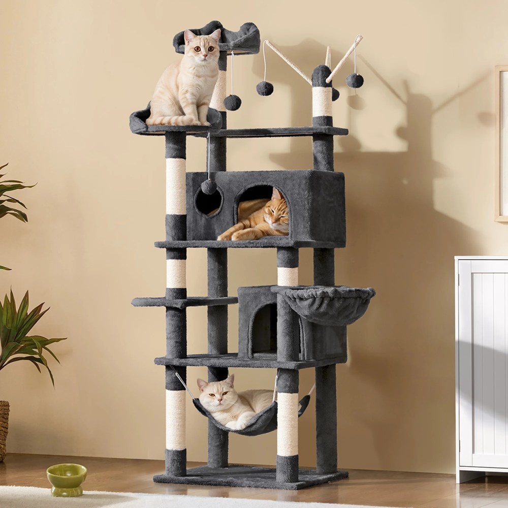 Renwick 67" H Multi-Level Cat Tree Cat Tower with Condos, Dark Gray - Image 3