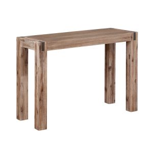 Woodstock Acacia Wood with Metal Inset Media Console Table,Modern Farmhouse Furniture,Brushed Driftwood