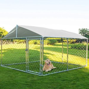 Haverchair Large Outdoor Dog Kennel, Heavy Duty Dog Kennel with Water&UV-Resistant Proof, Galvanized Steel Dog Pens Outside Dog House for Dog Run, Playpen (90" L x 90" W x 63" H)(90"L x 90"W x 63"H)