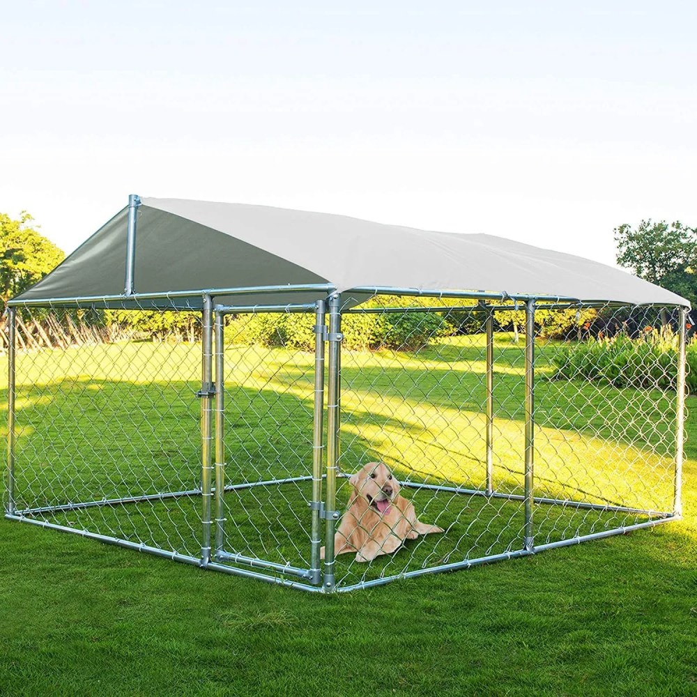 Haverchair Large Outdoor Dog Kennel, Heavy Duty Dog Kennel with Water&UV-Resistant Proof, Galvanized Steel Dog Pens Outside Dog House for Dog Run, Playpen (90" L x 90" W x 63" H)(90"L x 90"W x 63"H)
