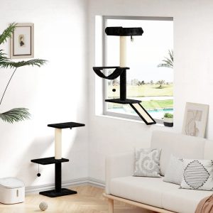 SONGMY Wall Mounted Cat Climber Set,  Wall Furniture Set,  DIY Wall/Window Shelves,  Scratching Post,  Comfortable Bed,  Cat Shelves for Indoor - Blcak