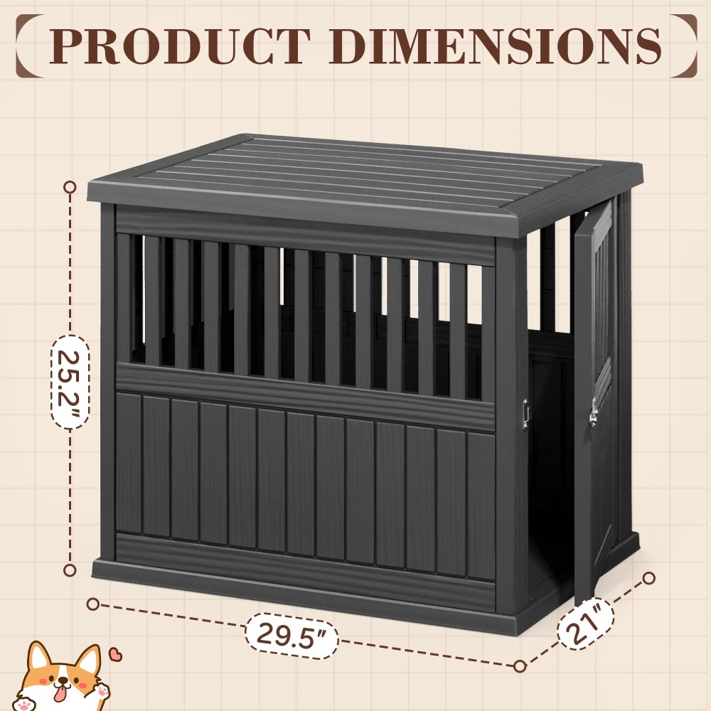 Bifanuo Dog Crate, Decorative Plastic Kennel with Locking Latch for Small to Medium Breeds, Indoor, Black - Image 4