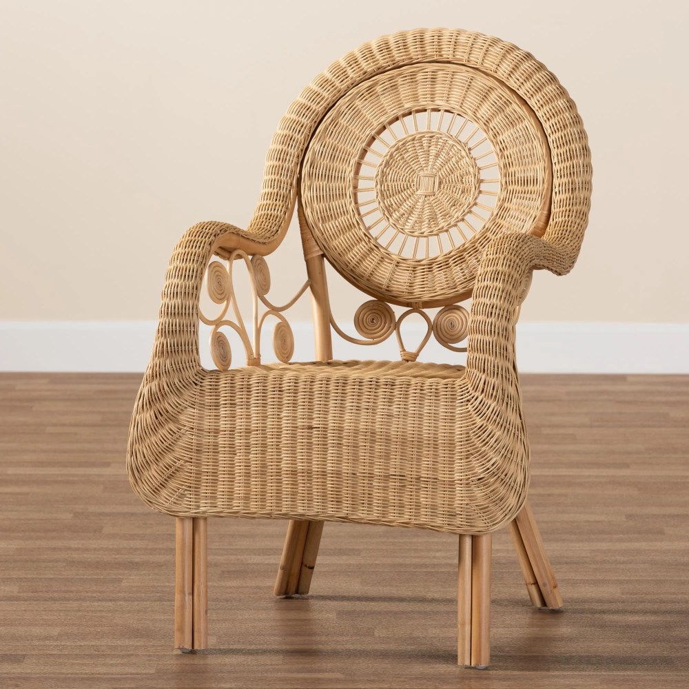 bali & pari Putri Rattan BOHO Accent Chair, Natural Brown - Image 2