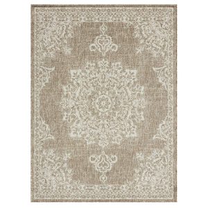 Nicole Miller New York Patio Country Azalea Transitional Medallion Indoor/Outdoor Area Rug,  Taupe/Ivory ,  6'6"x9'2"