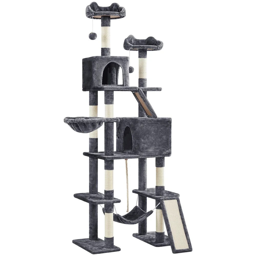 Yaheetech 82.5" H Large Cat Tree Cat Tower with Condos, Dark Gray - Image 4