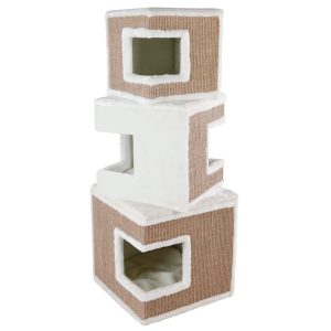 TRIXIE Lilo Plush & Sisal 3-Level 48.4" Cat Condo Tower with Removable Cushions,  Brown