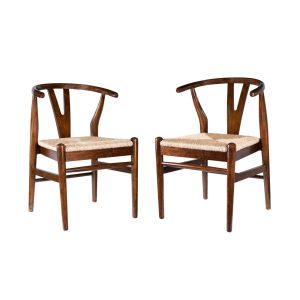 Wishbone Dining Chairs - Set of 2 - Cappuccino Finish