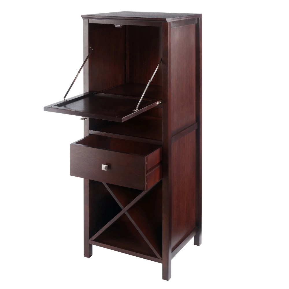 Winsome Wood Brooke Jelly 4-Section Cupboard, Wine Storage, Walnut Finish - Image 6